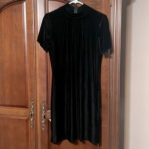 NEW w/o tags NY&CO black short sleeves mock turtleneck velour dress Size 12